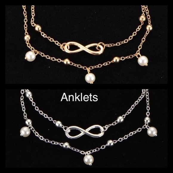 Infinity with pearls anklet - Picture 3 of 8